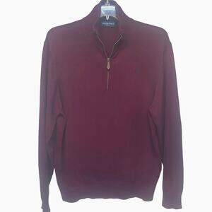 Austin Reed Sweater Men’s L,  quarter zip Cotton Maroon. Beautiful !